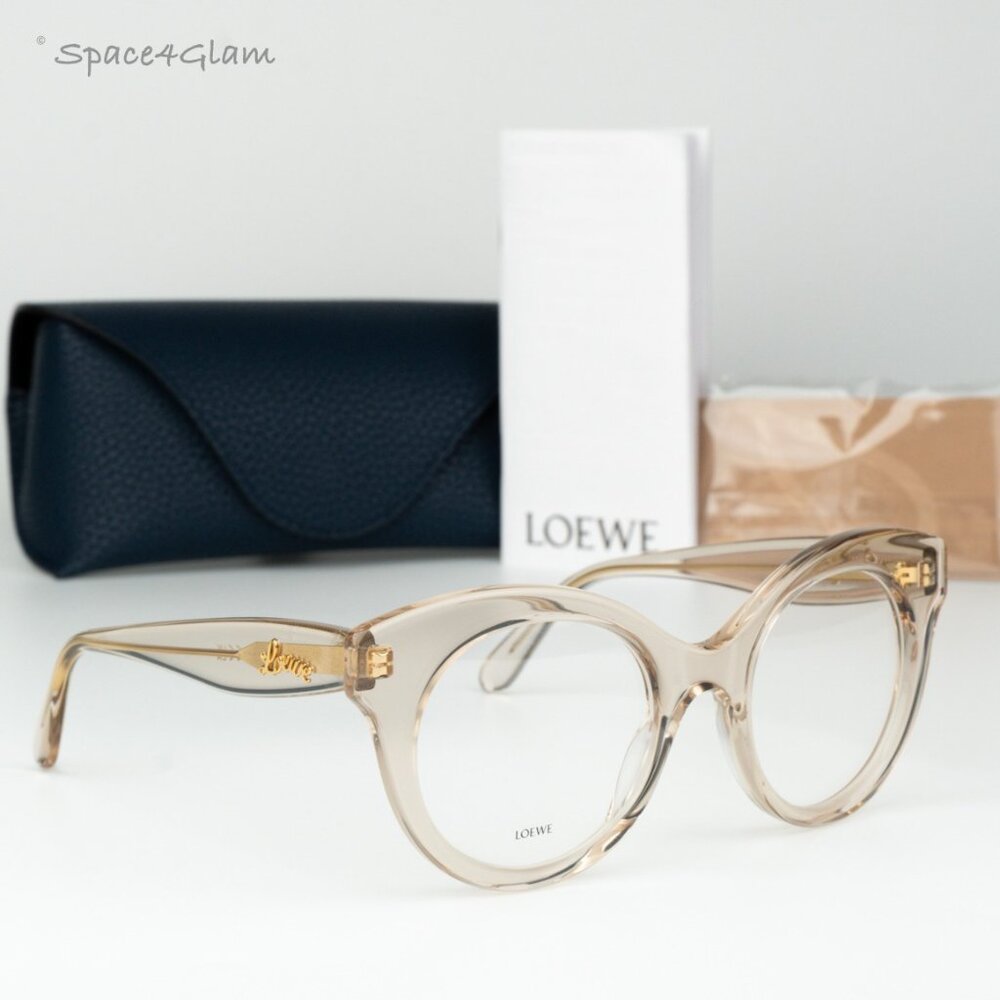 Loewe Women Eyeglasses Brown Demo Round LW50074I CURVY 057 NEW AUTHENTIC